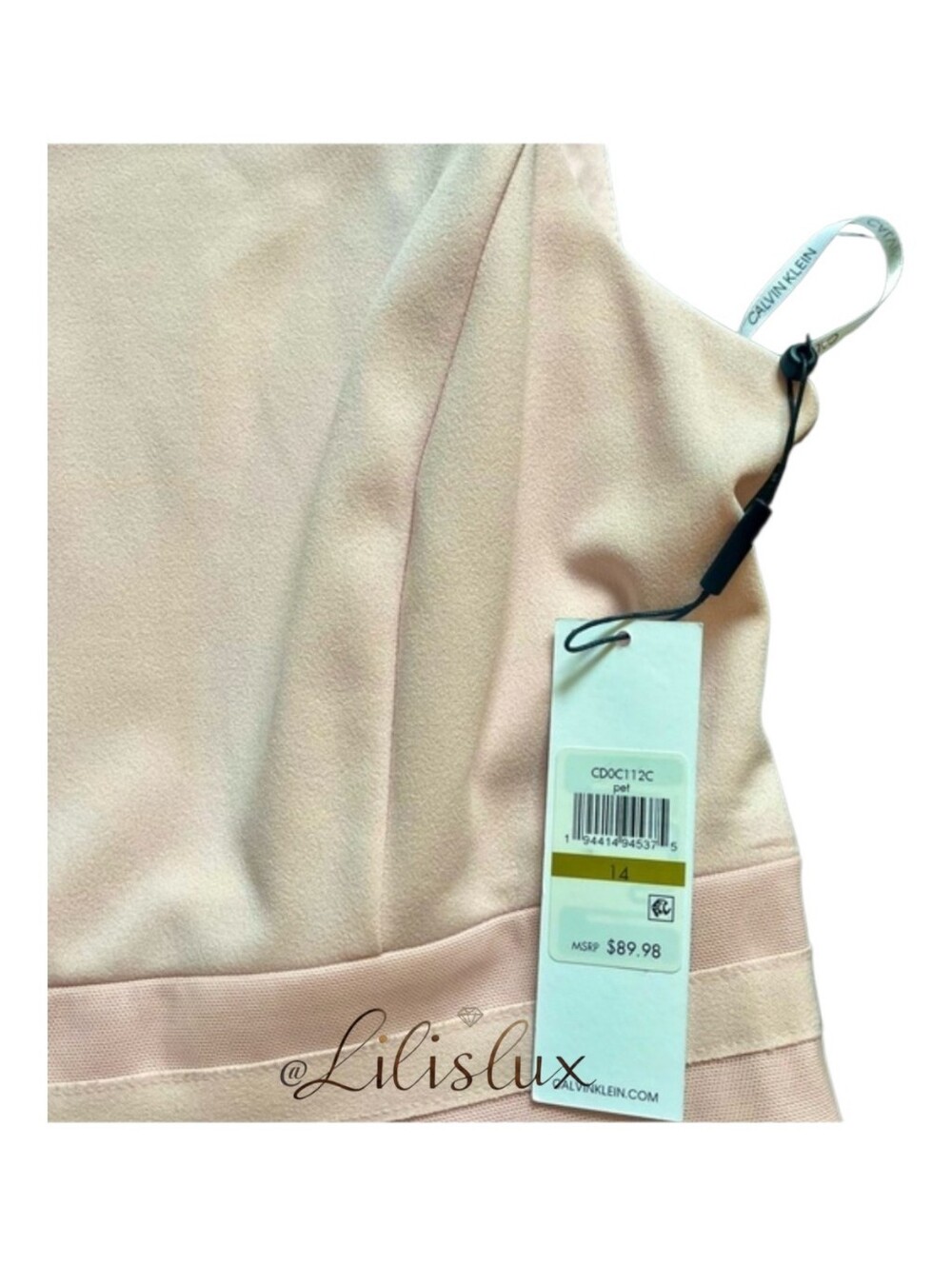 Calvin Klein Sleeveless Petal Pink Detailed Fit and Flare Dress NWT Size 14 Lg - Picture 5 of 10